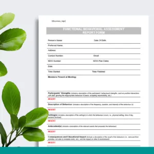 Functional Behavioural Assessment Form
