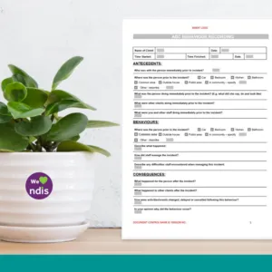 ABC Behaviour Recording  Chart Form