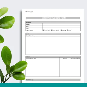 Employee File Note Form