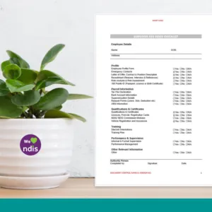 Employee File Index Checklist Form