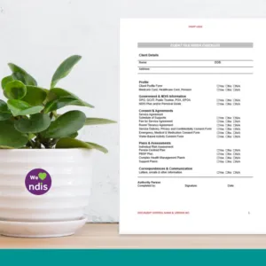 Client File Index Form - Support Coordinator